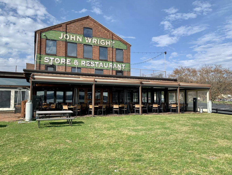 John Wright Restaurant in Wrightsville, PA Exterior of John Wright Restaurant in Wrightsville, Pennsylvania, a historic waterfront restaurant and popular rehearsal dinner venue near York.
