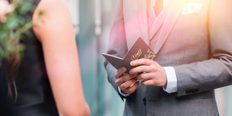 Couple exchanging vows during a wedding ceremony in Pennsylvania