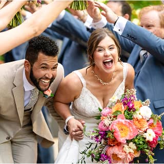 a happy bride and groom make a happy wedding couple