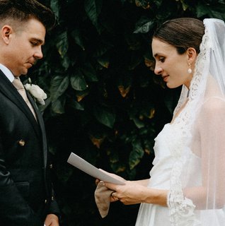 Bride and groom exchanging vows